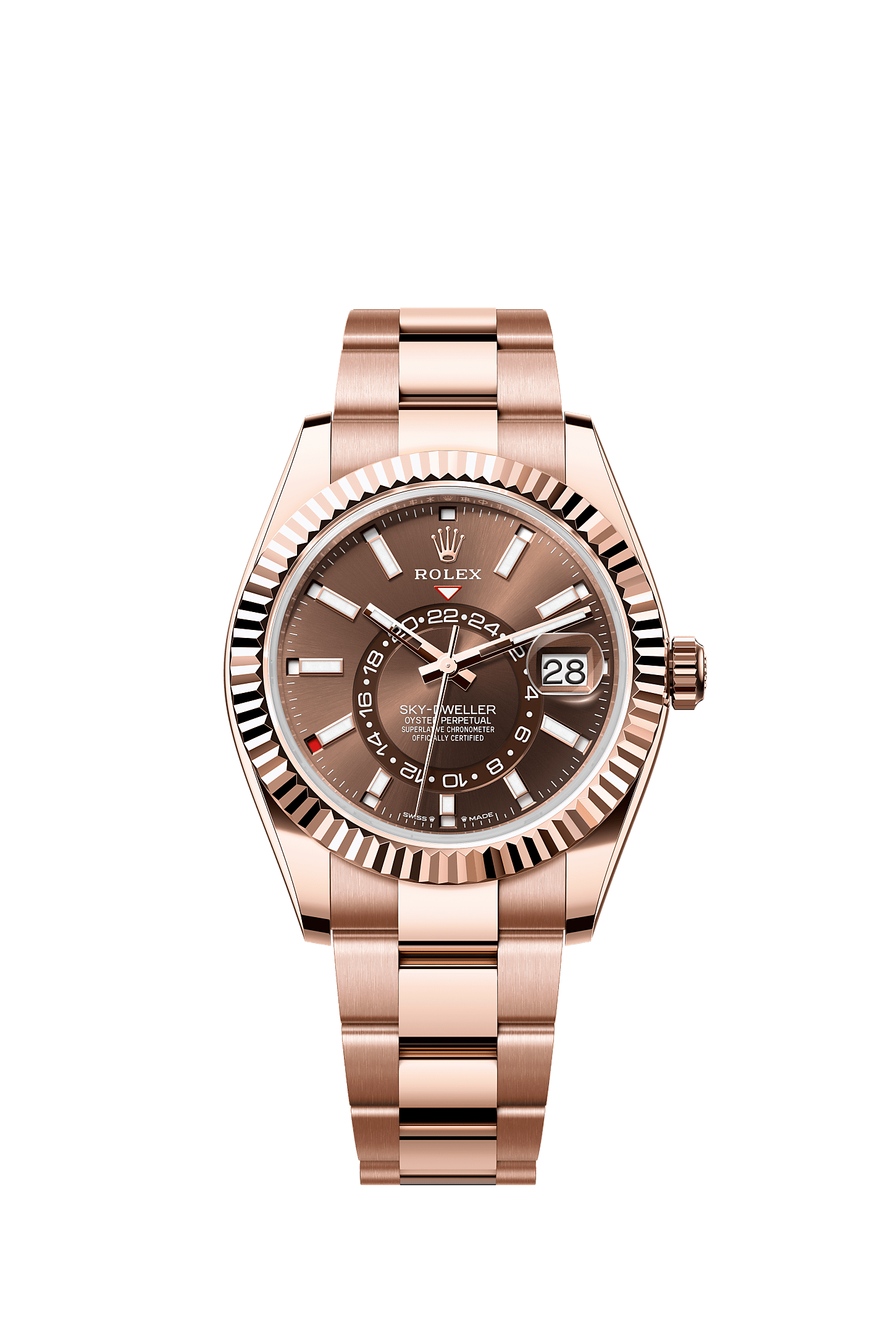 Sky-Dweller, Oyster, 42 мм, золото Everose, Циферблат : Цвета шоколада, Rolex