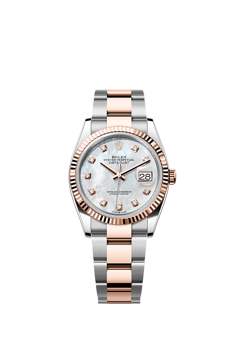 White mother-of-pearl set with diamonds, Oyster