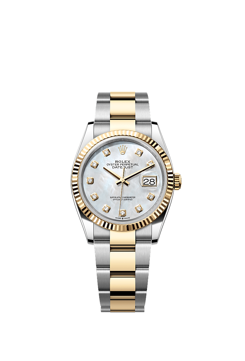 White mother-of-pearl set with diamonds, Oyster