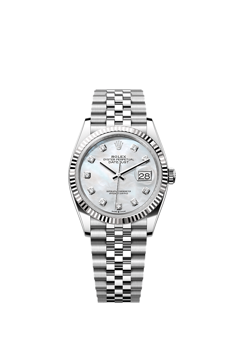 White mother-of-pearl set with diamonds, Jubilee
