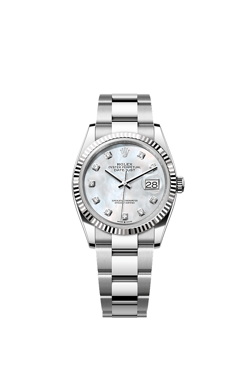 White mother-of-pearl set with diamonds, Oyster