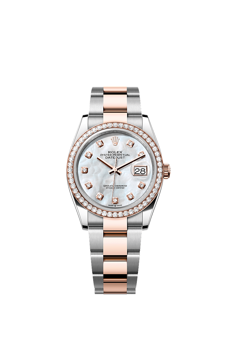 White mother-of-pearl set with diamonds, Oyster