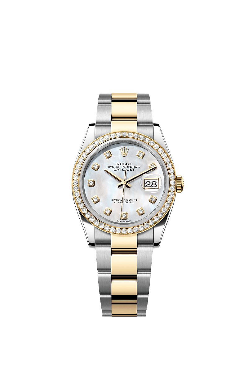White mother-of-pearl set with diamonds, Oyster