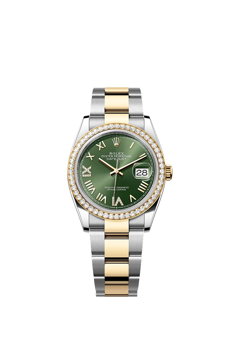 Olive green set with diamonds, Oyster