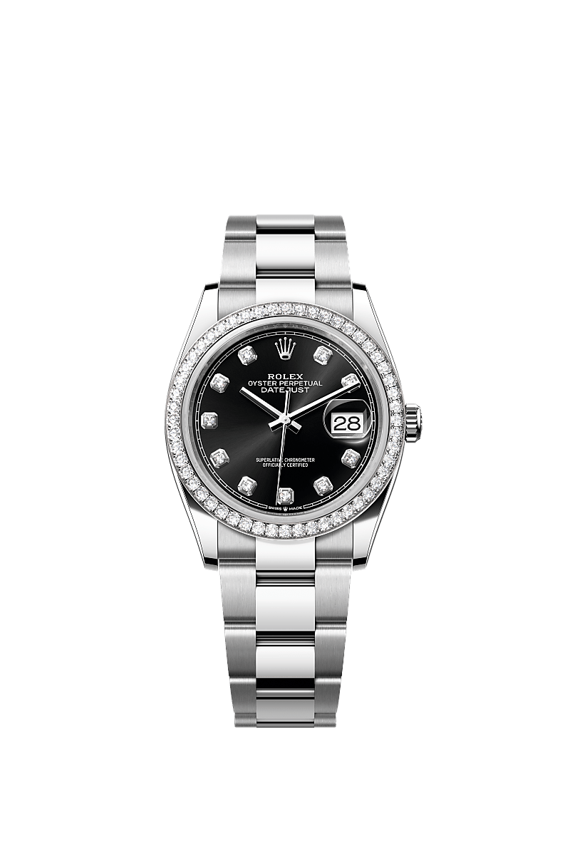 Bright black set with diamonds, Oyster