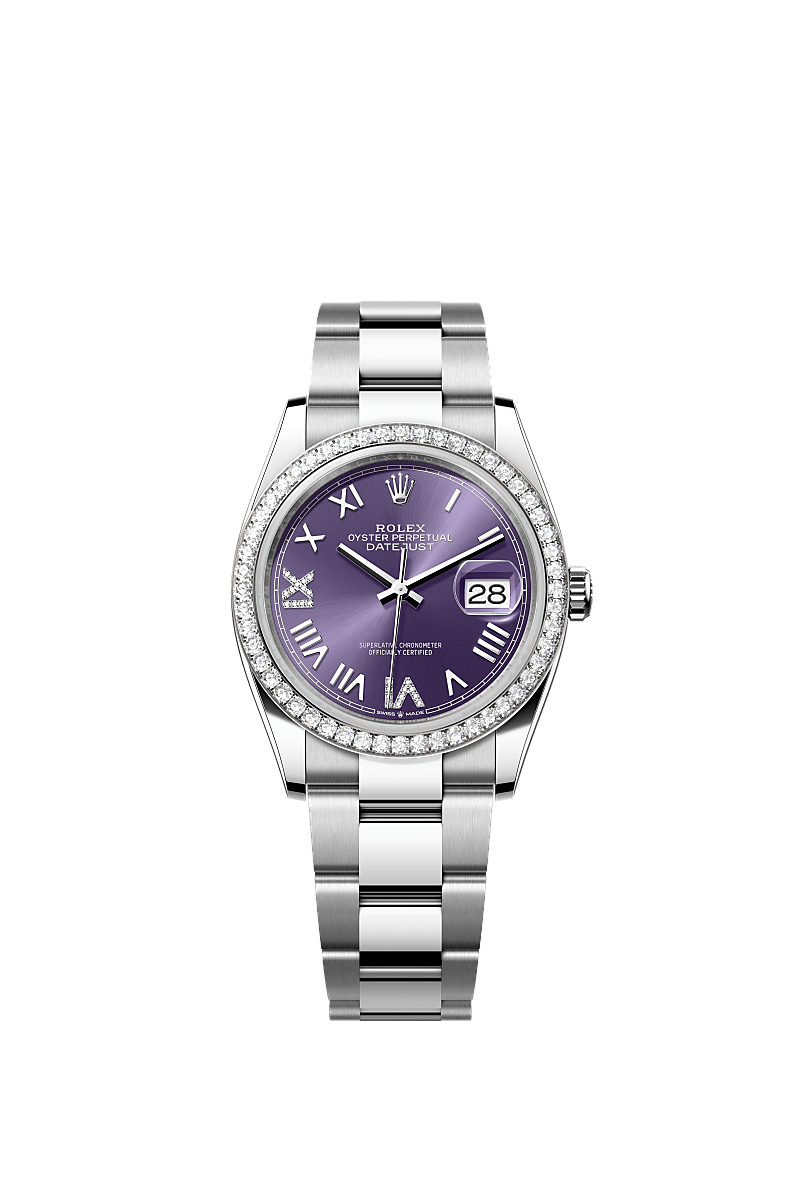 Aubergine set with diamonds, Oyster
