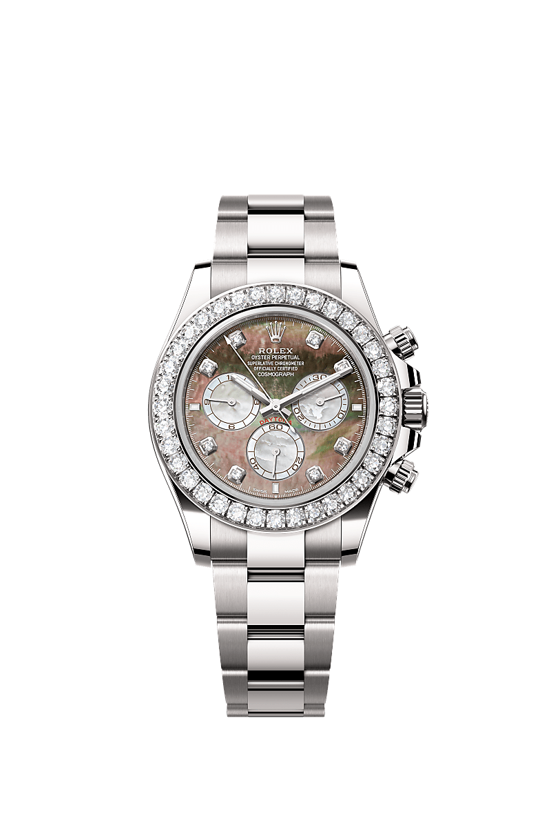 Black and white mother-of-pearl set with diamonds
