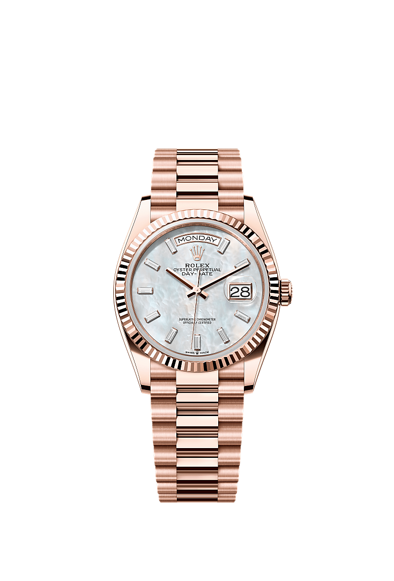 White mother-of-pearl set with diamonds