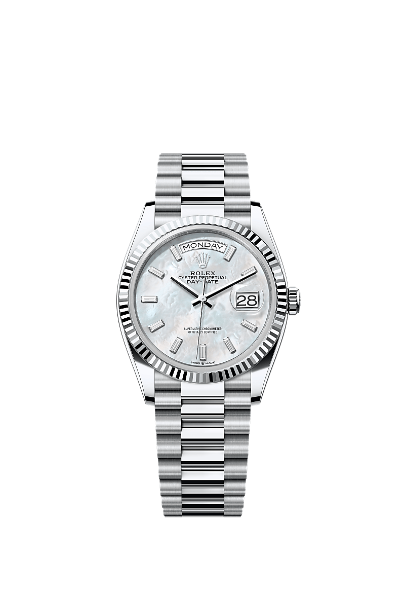 White mother-of-pearl set with diamonds