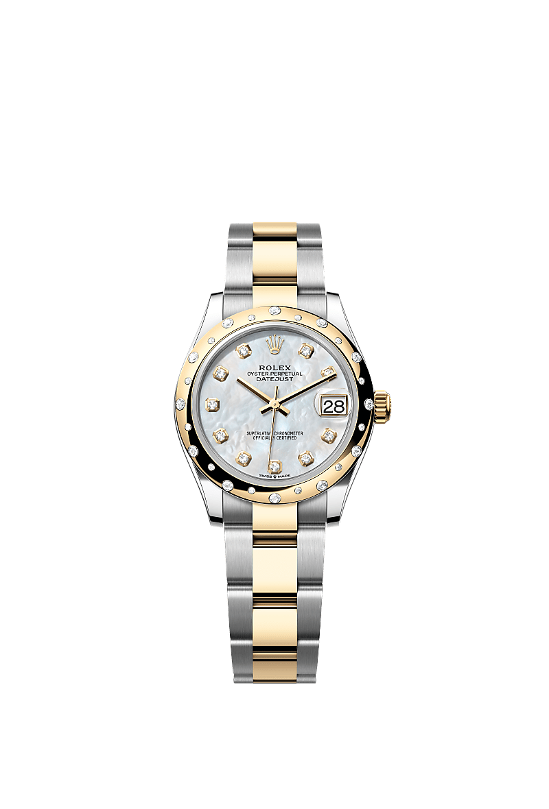 White mother-of-pearl set with diamonds, Oyster