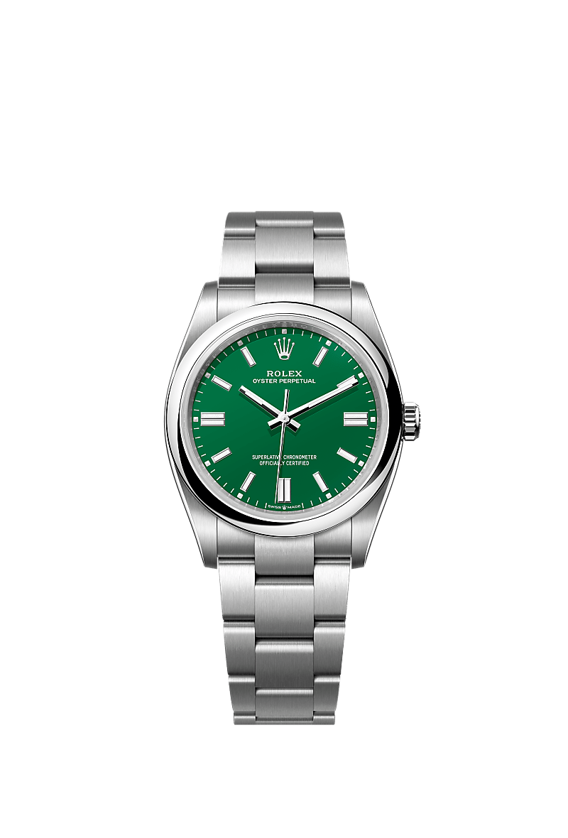 Rolex green face discount silver