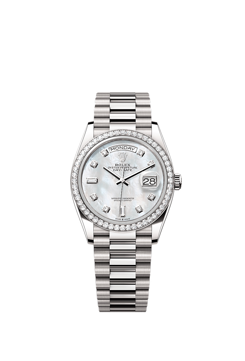 Rolex Day Date 36 watch 18 kt white gold m128349rbr 0004