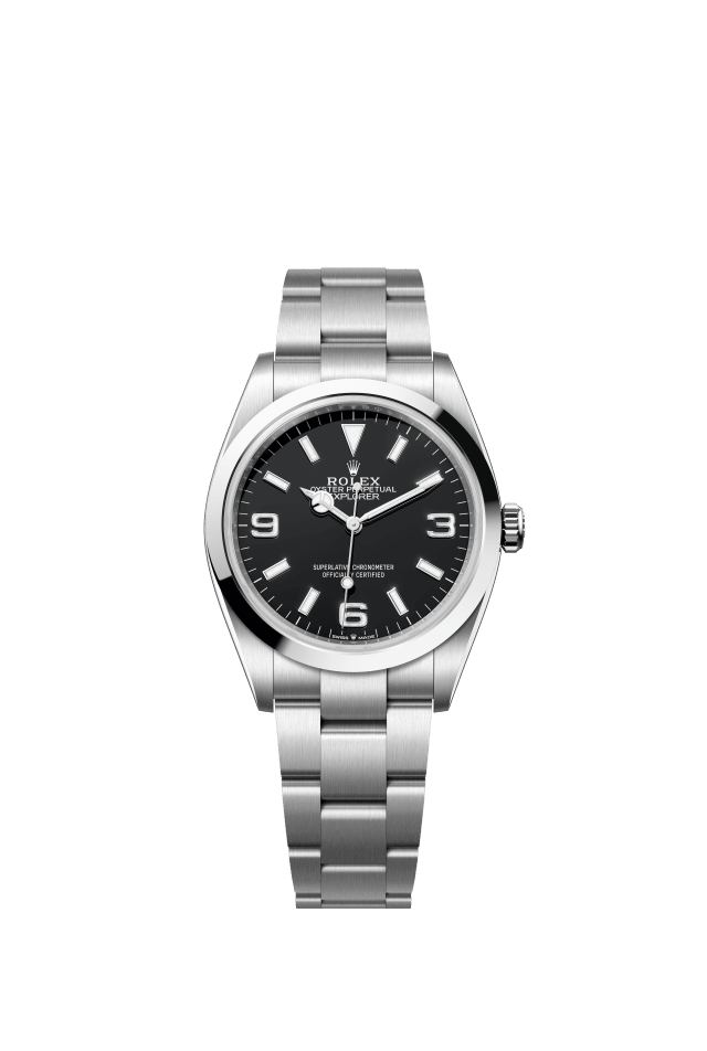 Rolex Explorer 36, Oyster, 36 mm, Oystersteel, black dial