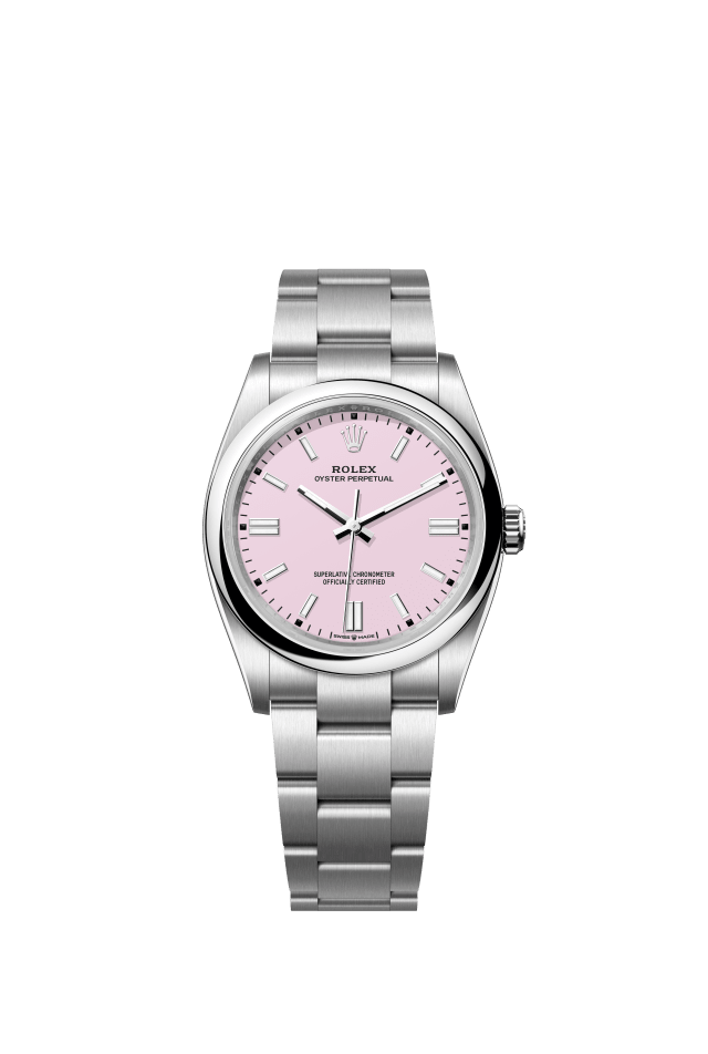 Rolex Oyster Perpetual 36, Oyster, 36 mm, Oystersteel, candy pink dial
