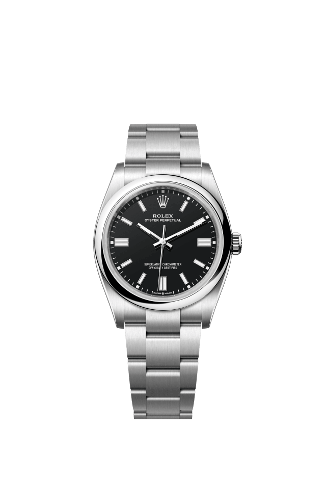 Rolex Oyster Perpetual 36, Oyster, 36 mm, Oystersteel, black dial