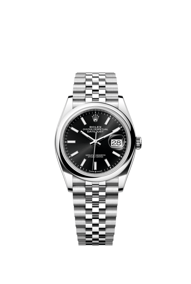 Rolex Datejust 36, Oyster, 36 mm, Oystersteel, bright black dial