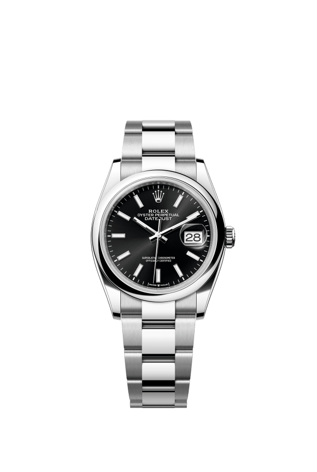 Rolex Datejust 36, Oyster, 36 mm, Oystersteel, bright black dial