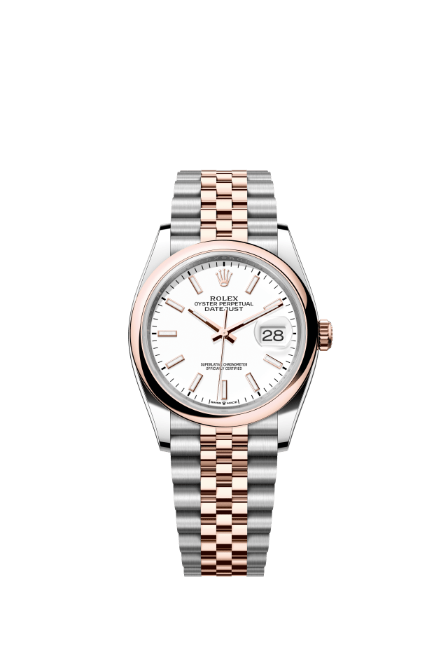 Rolex Datejust 36, Oyster, 36 mm, Oystersteel and Everose gold, white dial