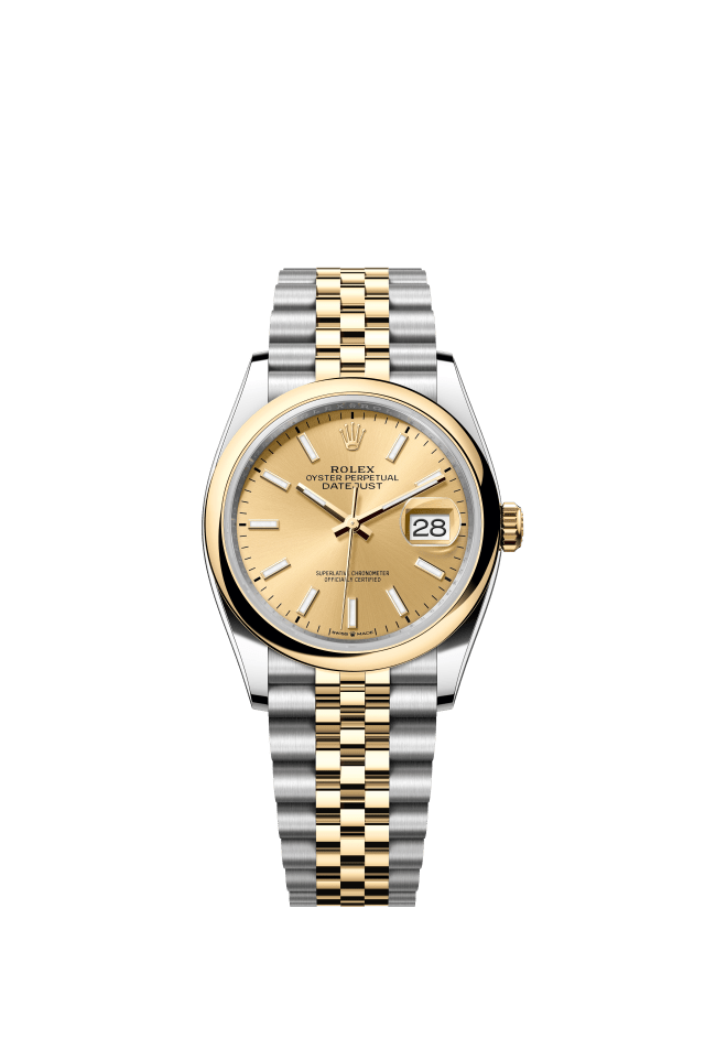 Rolex Datejust 36, Oyster, 36 mm, Oystersteel and yellow gold, champagne-colour dial