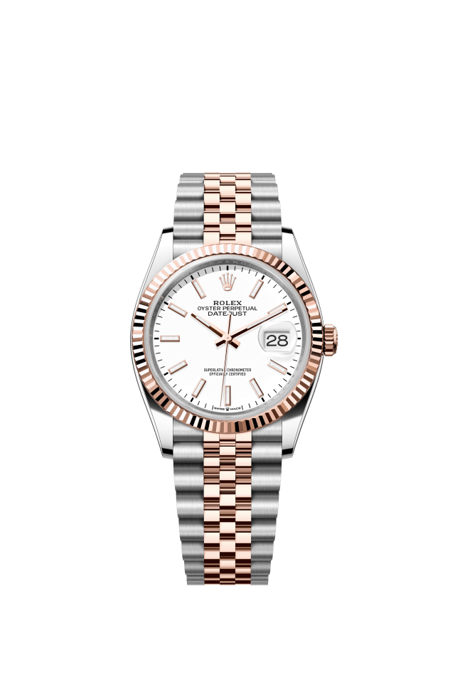 Rolex Datejust 36, Oyster, 36 mm, Oystersteel and Everose gold, white dial