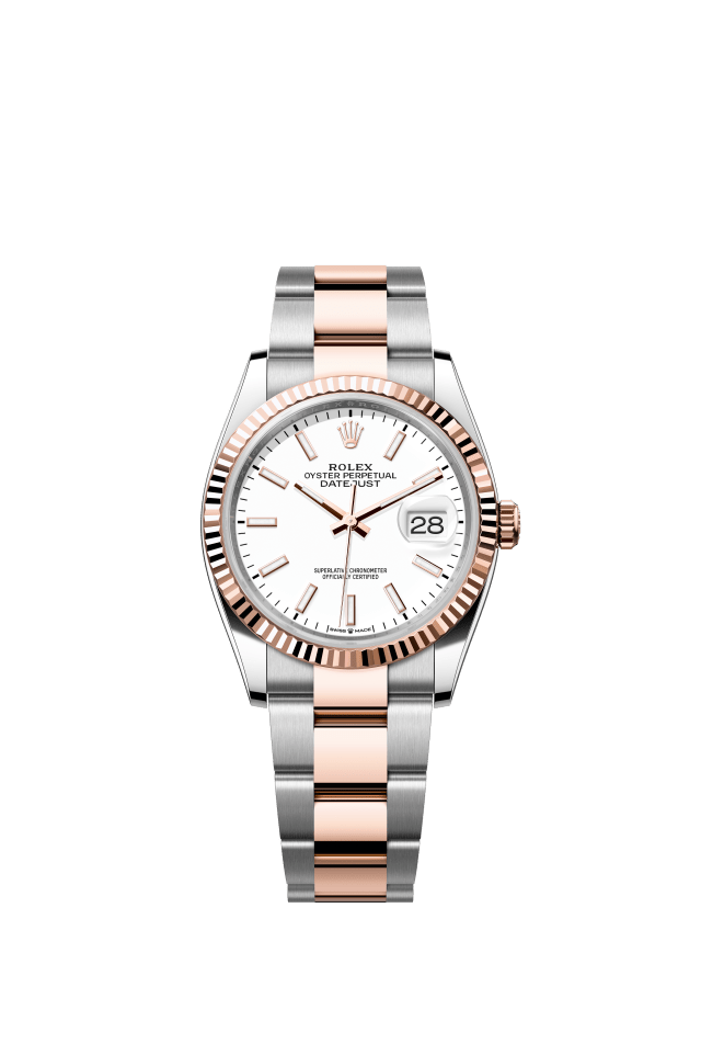 Rolex Datejust 36, Oyster, 36 mm, Oystersteel and Everose gold, white dial
