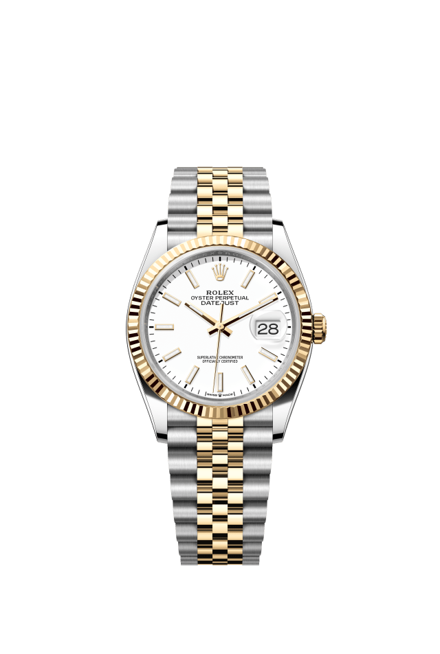 Rolex Datejust 36, Oyster, 36 mm, Oystersteel and yellow gold, white dial