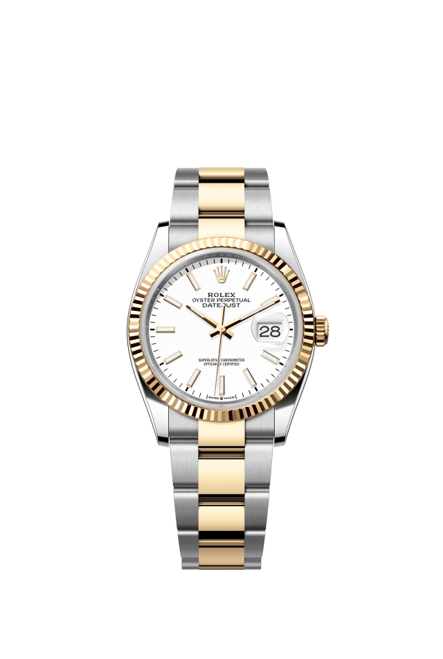 Rolex Datejust 36, Oyster, 36 mm, Oystersteel and yellow gold, white dial