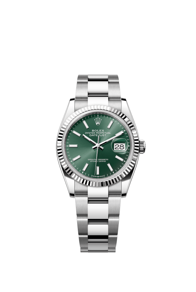 Rolex Datejust 36, Oyster, 36 mm, Oystersteel and white gold, mint green dial