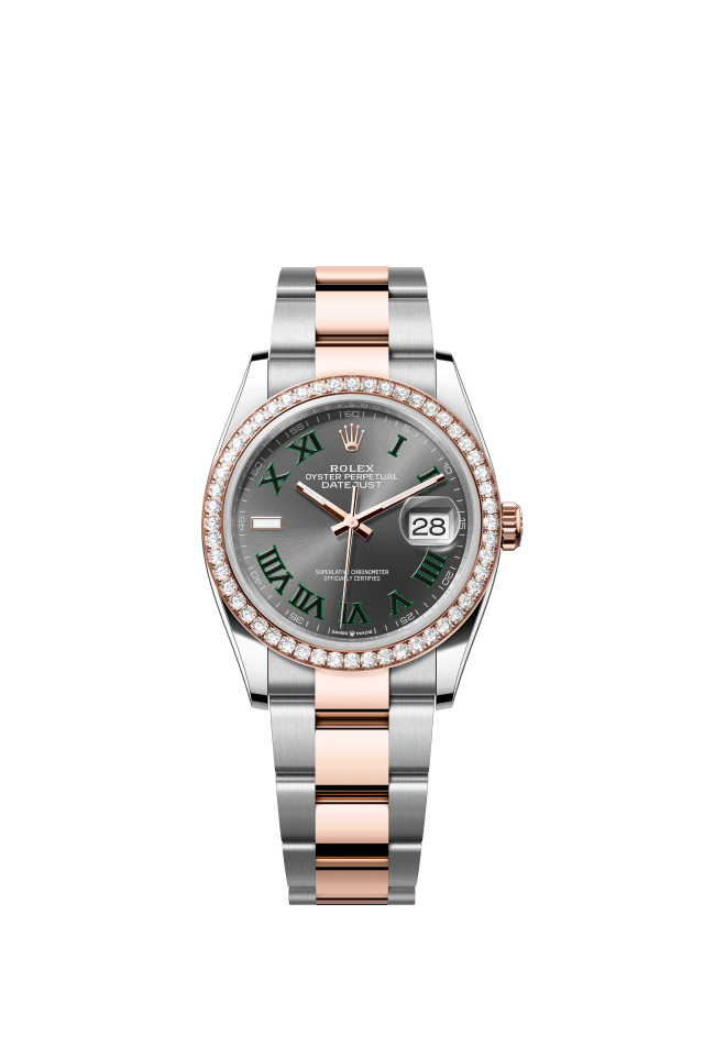 Rolex Datejust 36, Oyster, 36 mm, Oystersteel, Everose gold and diamonds, slate dial