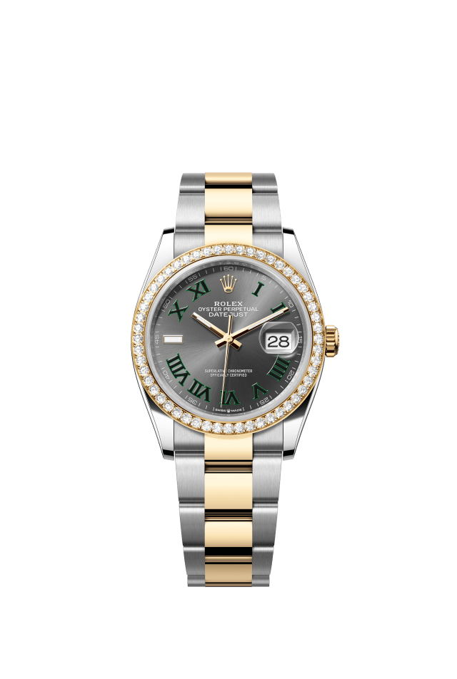 Rolex Datejust 36, Oyster, 36 mm, Oystersteel, yellow gold and diamonds, slate dial
