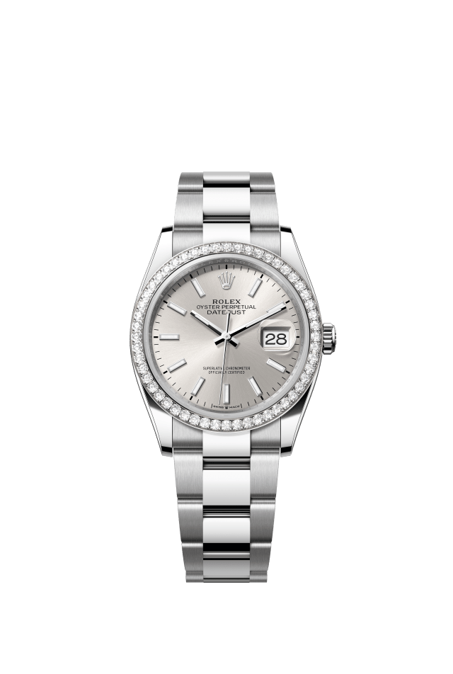 Rolex Datejust 36, Oyster, 36 mm, Oystersteel, white gold and diamonds, silver dial