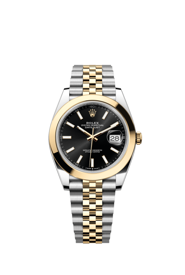 Rolex Datejust 41, Oyster, 41 mm, Oystersteel and yellow gold, bright black dial