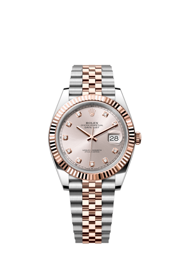 Rolex Datejust 41, Oyster, 41 mm, Oystersteel and Everose gold, sundust set with diamonds dial