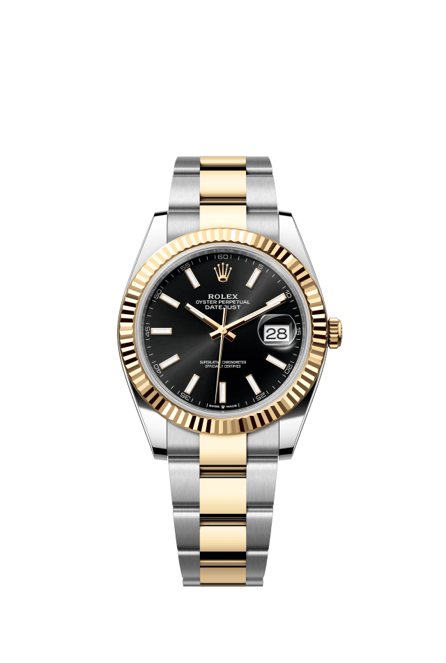 Rolex Datejust 41, Oyster, 41 mm, Oystersteel and yellow gold, bright black dial
