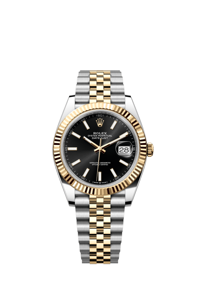 Rolex Datejust 41, Oyster, 41 mm, Oystersteel and yellow gold, bright black dial