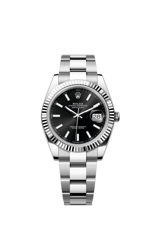 Rolex Datejust 41, Oyster, 41 mm, Oystersteel and white gold, bright black dial