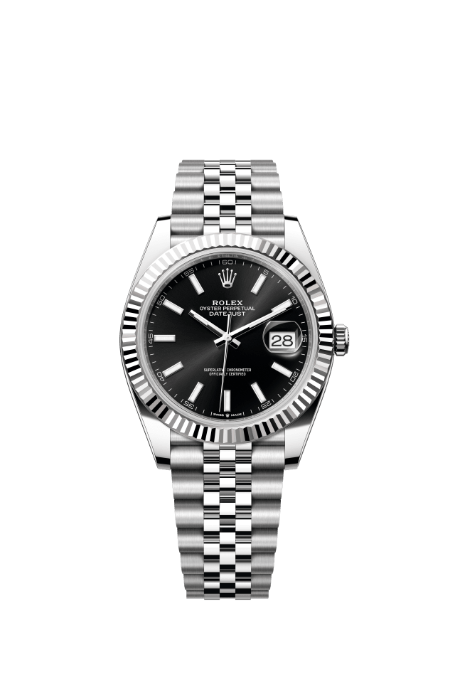 Rolex Datejust 41, Oyster, 41 mm, Oystersteel and white gold, bright black dial