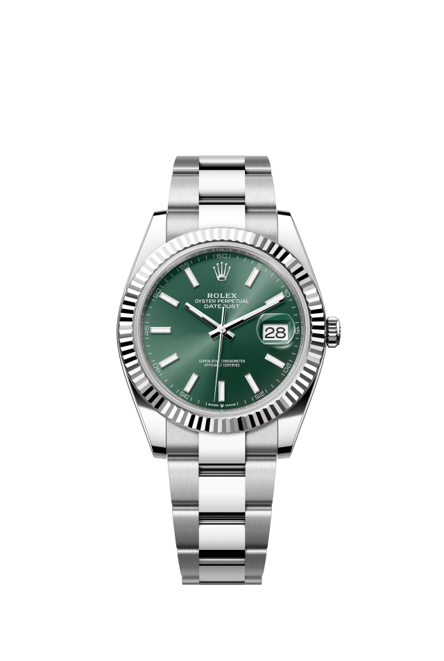 Rolex Datejust 41, Oyster, 41 mm, Oystersteel and white gold, mint green dial
