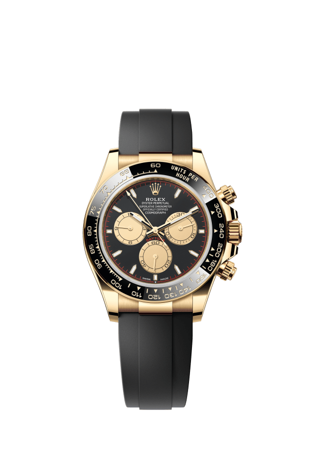 Rolex Cosmograph Daytona, Oyster, 40 mm, yellow gold, intense black and champagne-colour dial