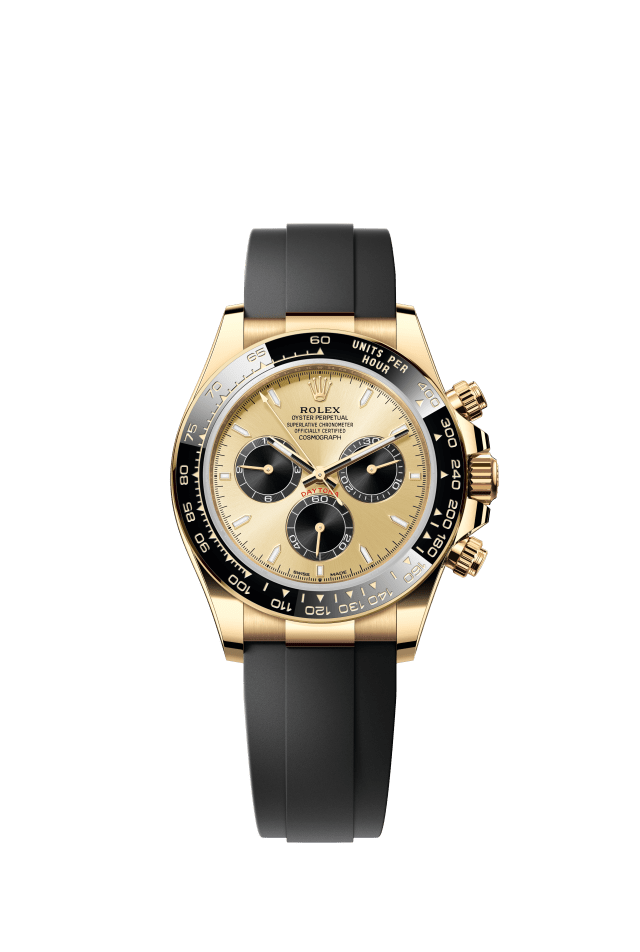 Rolex Cosmograph Daytona, Oyster, 40 mm, yellow gold, golden and bright black dial
