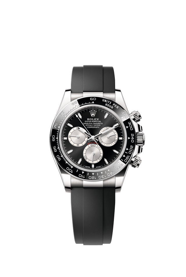 Rolex Cosmograph Daytona, Oyster, 40 mm, white gold, bright black and steel dial