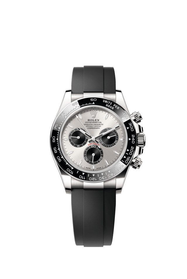 Rolex Cosmograph Daytona, Oyster, 40 mm, white gold, steel and bright black dial