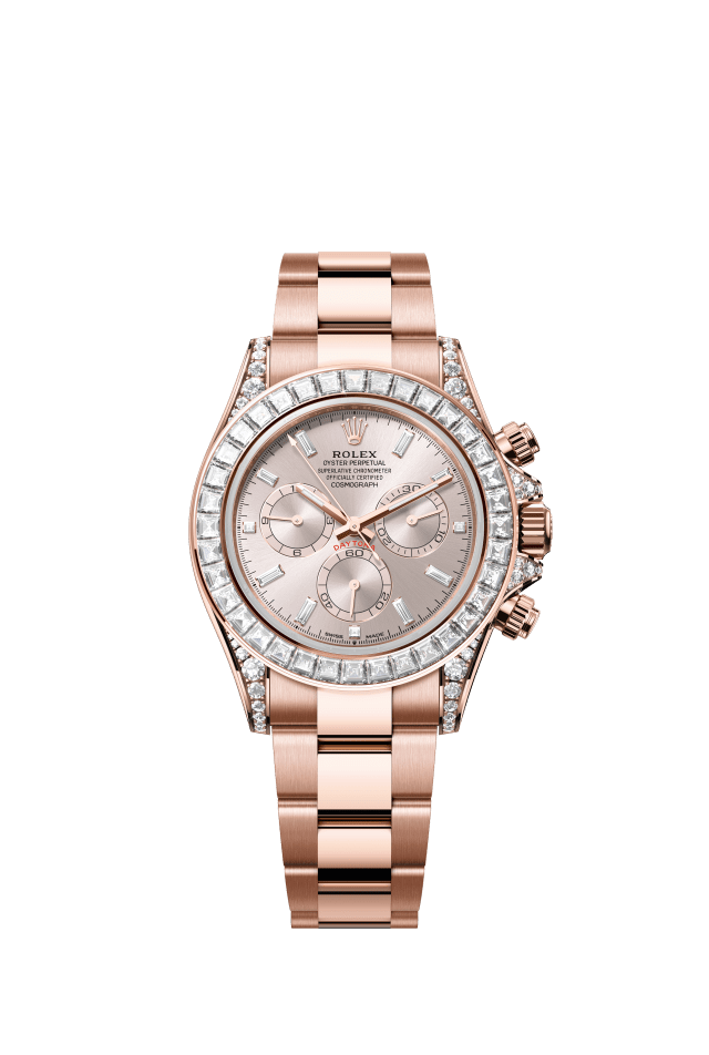 Rolex Cosmograph Daytona, Oyster, 40 mm, Everose gold and diamonds, sundust set with diamonds dial