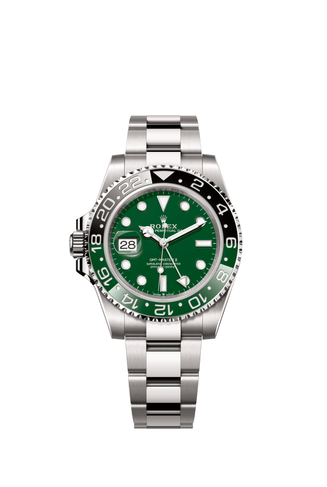 Rolex GMT-Master II, Oyster, 40 mm, white gold, green ceramic dial