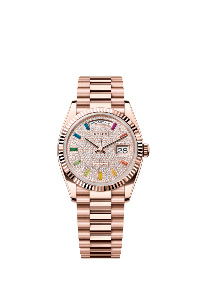 Rolex Day-Date 36, Oyster, 36 mm, Everose gold, diamond-paved dial