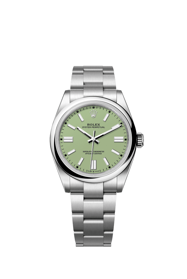 Rolex Oyster Perpetual 41, Oyster, 41 mm, Oystersteel, pistachio dial