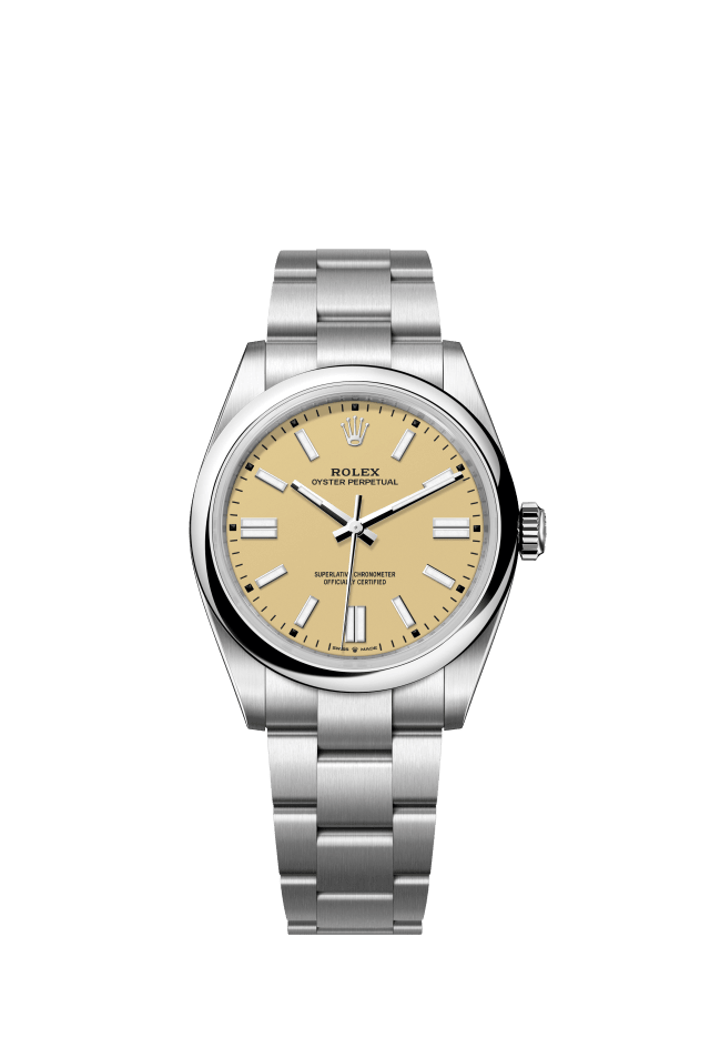 Rolex Oyster Perpetual 41, Oyster, 41 mm, Oystersteel, beige dial