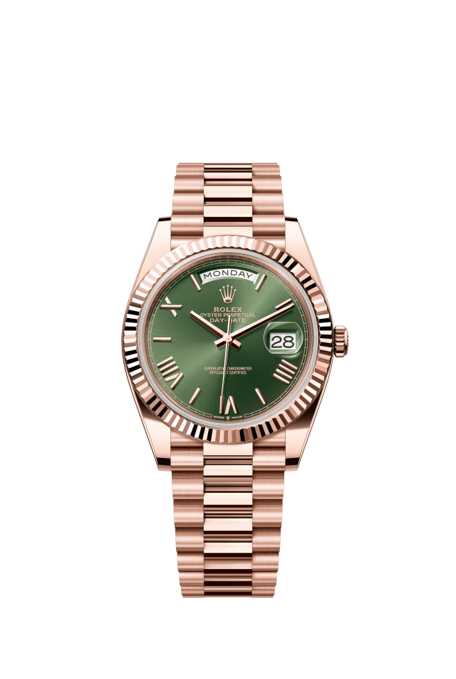 Rolex Day-Date 40, Oyster, 40 mm, Everose gold, olive green dial