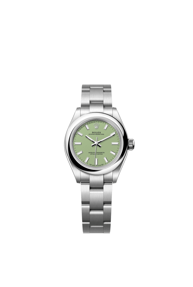 Rolex Oyster Perpetual 28, Oyster, 28 mm, Oystersteel, pistachio dial