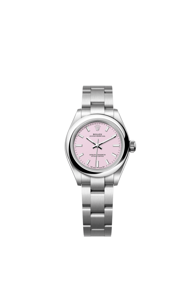 Rolex Oyster Perpetual 28, Oyster, 28 mm, Oystersteel, candy pink dial